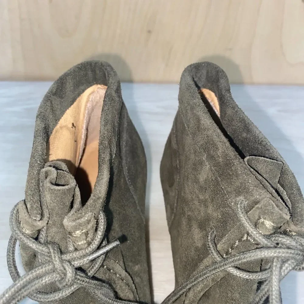 Lucky Brand Ysabel Moss‎ Green Lace Up Wedge 5.5